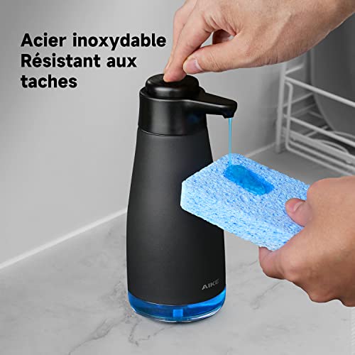 Distributeur savon inox 470ml noir, fenêtre AIKE