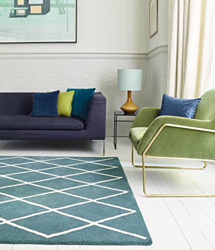 Lord of Rugs Diamond Hand Tufted Wool Rug 120x170 cm Teal