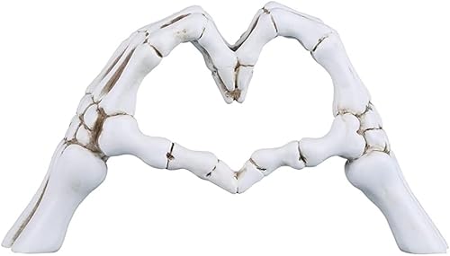 Miniatura 6 de RCFINE Estatuas de escritorio con forma de corazón, escultura de gesto de dedo, decoración de esqueleto, amor, mano, corazón, estatuas de gestos