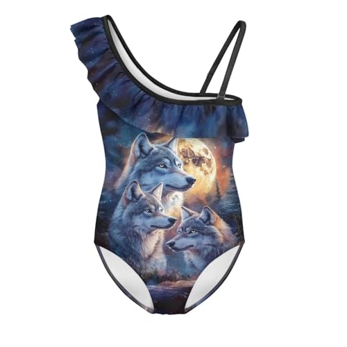 Xpyiqun Swimsuits for Girls 3-14 1-Shoulder Ruffle Bathing Suit One Piece Adjustable Halter Swimming Wear3