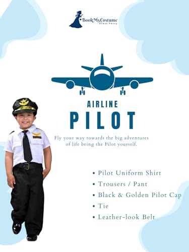 Image of BookMyCostume Airline Pilot Kids Fancy Dress Costume | Imported 5-6 years