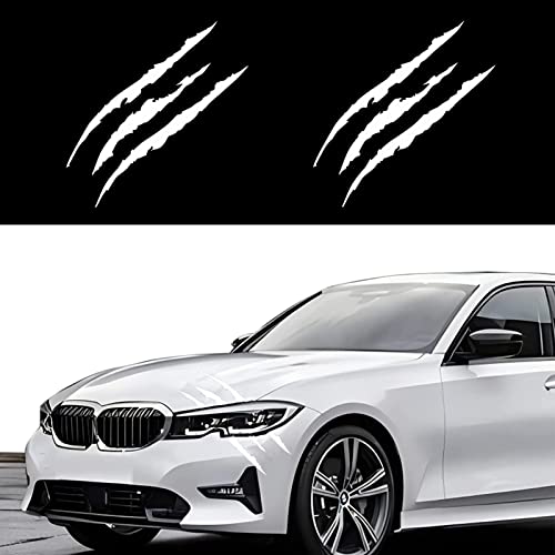 ROOBZE monstruo garras pegatina coche 2 pegatinas para coche Blanco coche pegatina parachoques decoración no se desvanece y no daña el coche adecuado para scooters