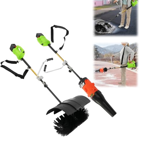 HUOMMGS 2 In 1 Laubbläser & Schneefräse Akku Kehrmaschine mit 55cm Kehrkopf, Schutzabdeckung Upgrade Schneeschieber Profi Straßenkehrmaschine Hoheleistung Schneeräumer für Blätter, Schnee
