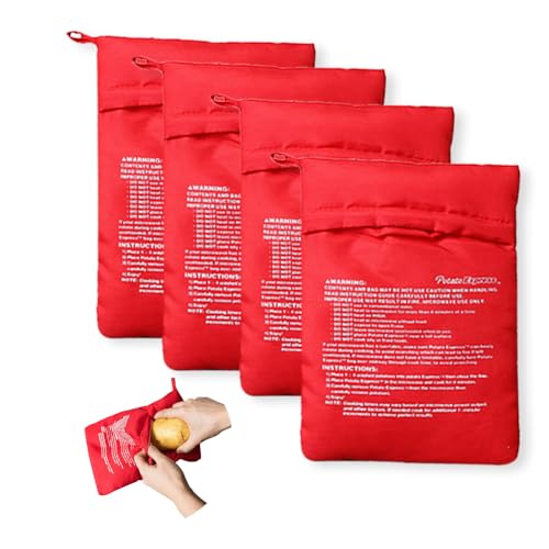 HIOQFR 4pcs Bolsa Patatas Microondas Bolsa de Papa para Microondas Saco Patatas Cocina Cocer Patatas Microondas Bolsa para Asar Patatas Bolsas Patatas Asadas Reutilizable Potato Express Bag Microwave