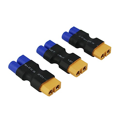 OliYin 3pcs Male EC3 Losi to Female XT-60 Connector Adapter XT60 LiPO Battery(pack of 3)