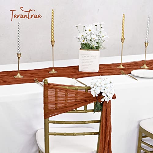 20 Packs Terracotta Cheesecloth Chair Sashes, Chair Bow Designed Decorative Chair Cover Chair Sashes for Wedding Reception Party Hotel Decoration(Terracotta) - Thumbnail 7