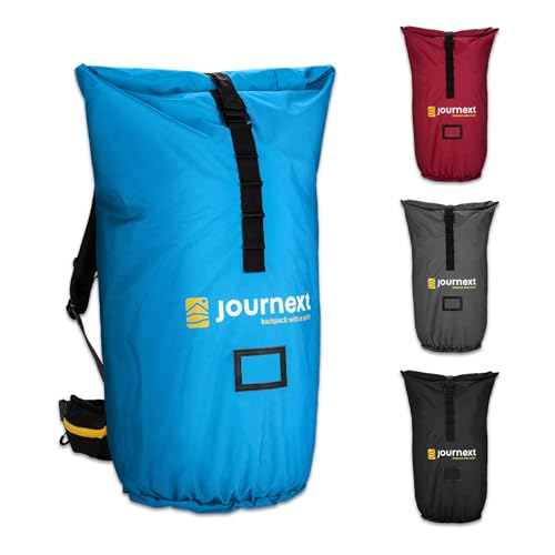 Journext 2 in 1 Rucksack Schutzhülle & Regenschutz/Flight Cover Rucksack/Schutzhülle Flugzeug, Bahn und Bus/Flight Bag/Backpack Cover/Rucksack Schutz (pacific blue, L)