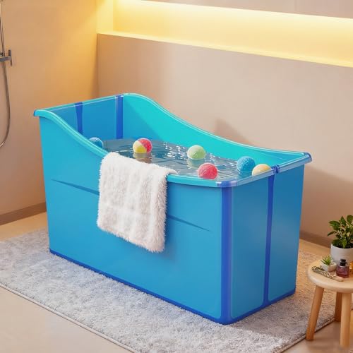 2-in-1 Klappwanne für Haustier & Kleinkind, Multifunktionale Portable Badewanne mit Ablauf, Ideal für Fellpflege und Babybad, Platzsparend Praktisch und Tragbar (Blau)