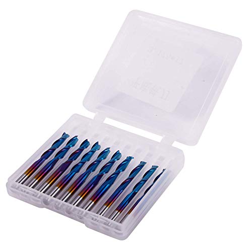 10 Stück Blue Coat Flachnasen-Schaftfräser CNC-Fräser 1/8-Zoll-Schaft-Spiralschneider 2-Flöten-Schaftfräser-Set (3,175 x 17 x 38 mm)
