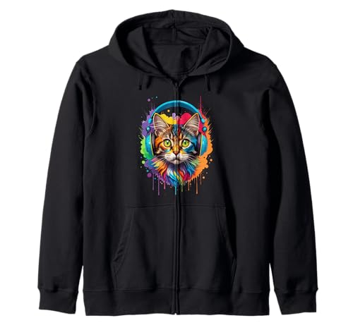 Gato Música DJ Sudadera con Capucha
