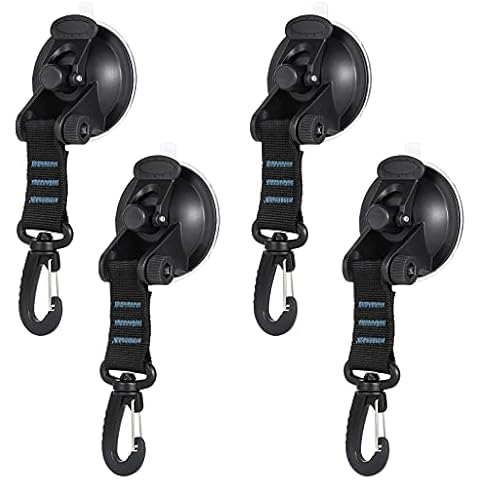 Monsully 4 Pieces Suction Cup Camping, Camping Car Suction Cup Camping Suction Cup with Hooks Suction Cup Anchor for Camping, Motorhome, Household, Tarpaulins, Workshop, Awnings, Sun Sail Cover