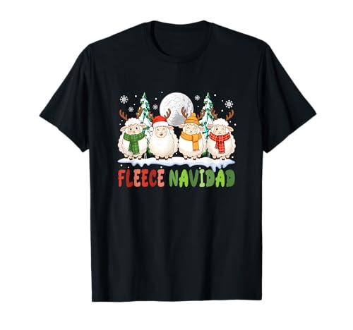 Fleece Funny Navidad Xmas Group Santa Reindeer Sheep Farmer T-Shirt