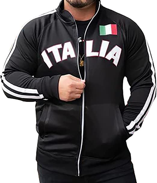 Italians Italia Track Jacket - Mens Black Italian Soccer Jacket