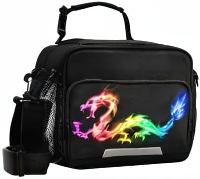 Kcldeci Rainbow Dragon Insulated Lunch Bag for Women/Men Monster Reusable Lunch Box for Office Work School Picnic Beach - Leakproof Cooler Tote Bag Freezable Lunch Bag - Image 10
