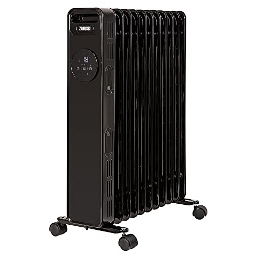 Zanussi 2300W Oil Filled Radiator 11 Fin Portable Electric Heater  Remote Control Black Display  24 Hour Timer Adjustable Thermostat 3 Heat Settings Safety Cut-off 20 m sq Room Size ZOFR5005B