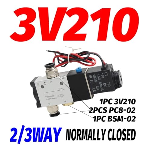 Électrovanne pneumatique 3V210-08NC commande électrique normalement fermée - 3