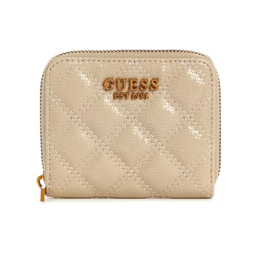 Guess Giully SLG Small Zip Around Amande petit portefeuille femme zippé beige amande