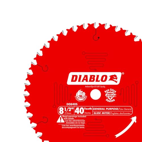 Image of Diablo General Purpose Saw Blade for Wood - Tico Hi-Density Carbide - 8-1 /2 inch Diameter, 40 ATB Teeth, 5 /8 inch Arbor, .094 inch Kerf, 15 Hook Angle, .063 inch Plate, 9000 Max RPM - D0840S