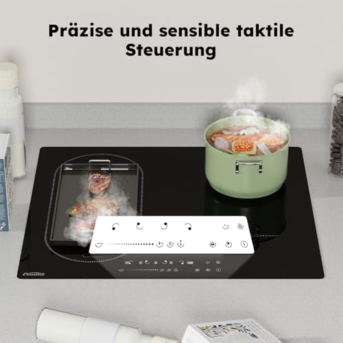 Foto von COVERCOOK 4-Zonen-Induktionskochfeld, Elektroherd, 60 cm, 7000 W, integriertes Kochfeld mit Brückenzone, Touch-Steuerung, 9 Leistungsstufen, Kindersicherung, 220-240 V