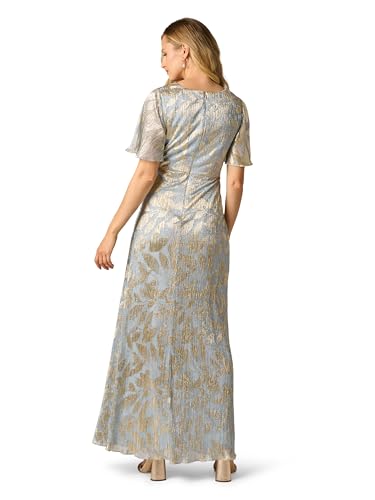 Image of Adrianna Papell Foil Leaf Draped Gown