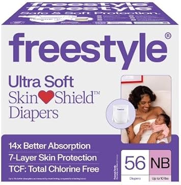 FreeStyle Hyper Absorbent Ultra Soft TCF Baby Diapers, Size Newborn, 56 Count