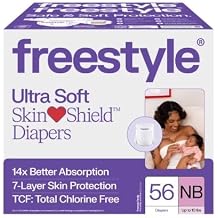 FreeStyle Hyper Absorbent Ultra Soft TCF Baby Diapers, Size Newborn, 56 Count