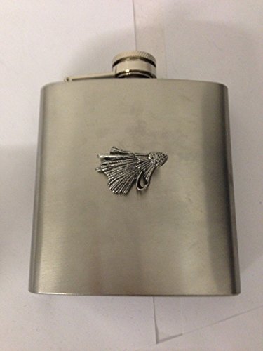 Fishing Fly R89 angielski emblemat z cyny na piersiówce ze stali nierdzewnej 15 ml z czapką