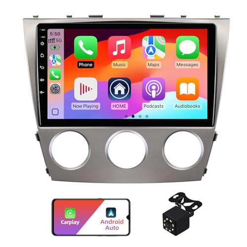 (Manual A/C) 2+32G Android 13 Double Din Car Stereo for Toyota Camry 2006-2011 with 10.1 Inch Touchscreen Radio Built-in Wireless Carplay/Android Auto/GPS/Bluetooth/FM/AUX-in/SWC/Backup Camera