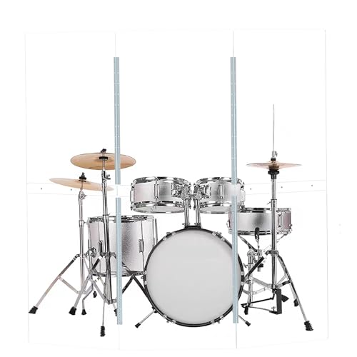 Drum Shield 3-Panels 2ft x 5ft - Acrylic with Stainless Steel Hinges - Perfect for Churches, Home Practice, and Live Performances. (3 Panels)