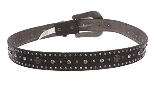 Snap On Western Crocodile Print Cross Rhinestone Studded Leather Belt2