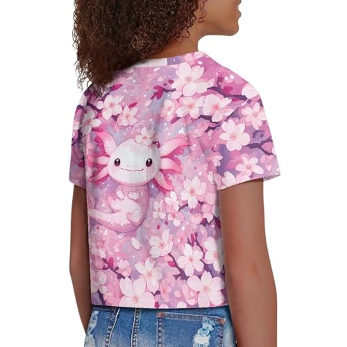 Image of Kids Crop Top Short Sleeve T-Shirts for Girls Size 5-14