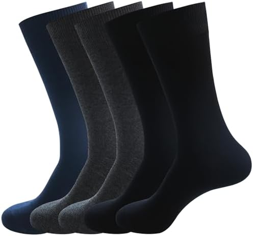 Men's Dress Socks 5 Pairs Mens Cotton Calf Business Formal Soft Breathable Long Crew Casual Socks