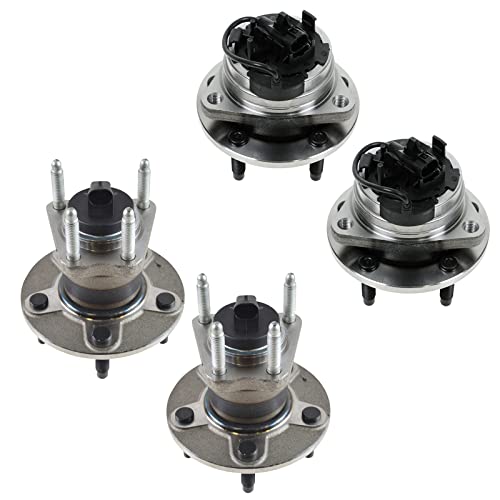 Image of TRQ Front and Rear Wheel Bearing and Hub Assembly Set 4 Piece Compatible with 08-12 Chevrolet Malibu 09-10 Cobalt SS 08-10 HHR 2009 Panel 05-07 Pontiac G6 with 4 Wheel ABS Brakes 08-10