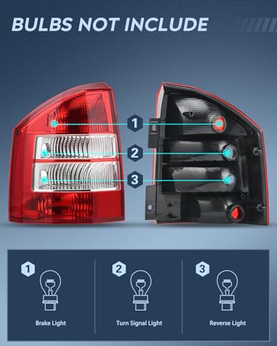Image of Nilight Taillight Assembly Compatible with 2007 2008 2009 2010 Jeep Compass