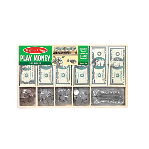Melissa & Doug Play Money Set - Educational Toy With Paper Bills And Plastic Coins (50 Of Each Denomination) And Wooden Cash Drawer For Storage #TOP5