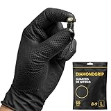 AFA Prime 50XGuantes Doble Diamantado Desechables Nitrilo Negro– Profesionales hasta 10,4 gramos Triple Resistencia | Guantes Trabajo para Taller, Industria, Limpieza y Hogar | L