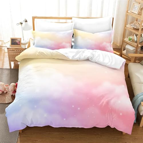 Housse de couette nuage et ciel abstrait parure de lit microfibre 135x200cm pour chambre fille