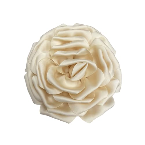 Dainty Silk Satin Rose Flower Extra Large Big Brooches Lapel Pins Fabric Flowers Oversized Brooch Pin for Women Wedding Party Banquet Dress Suit Clothes Accessories Jewelry Gifts 160mm (Beige) by NewZenro - Used condition - US$5.85