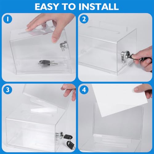 Caja de tarjetas de acrílico de alta transparencia y acabados con cerradura 7
