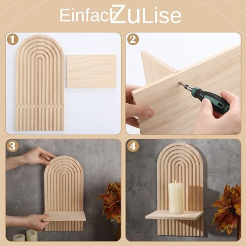 Estantería boho de madera para organizar paredes pequeñas y sujetar libros 7