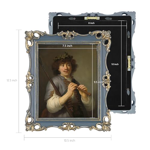 Simon's Shop Bilderrahmen 20,3 x 25,4 cm, Vintage Blau mit Goldrand, Wand- und Tischrahmen – Ansicht 3