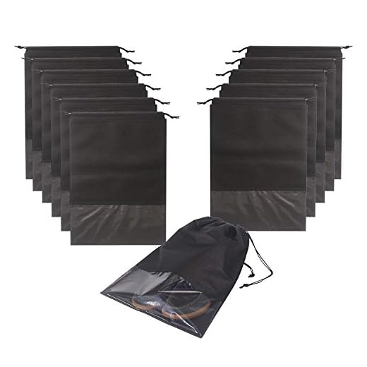 12PCS Travel Shoe Bags with Rope for Men and Women Large Shoes Pouch Storage Packing Organizers, Black