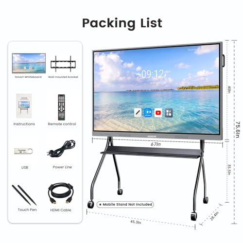Image of 75'' 4K Smart Board with 75 inch- 85 inch Smart Board Stand