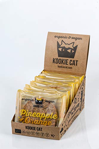 Kookie Cat Pineapple & Orange Individually Wrapped Vegan Cookies, Gluten Free, Soy Free, Bio And Organic, Cashew & Oat , 12 X 50g In A Box