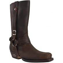 Loblan Boots 2526 Original Classic Square Toe Black Leather Biker Bike Cowboy Western