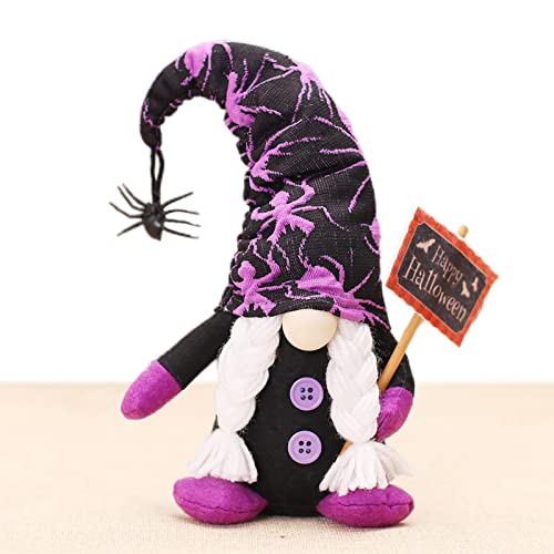 Gnomos de Halloween - Decorações dos gnomos do Dia das Bruxas com chapéu da bruxa - Decoração artesa