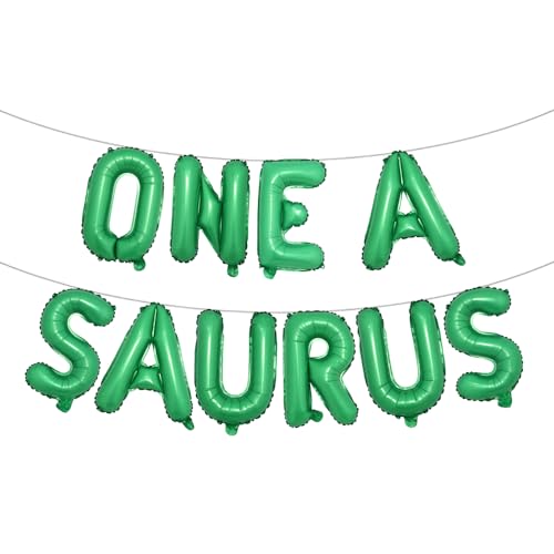 One a Saurus Birthday Decorations, Dinosaur 1st Birthday Party Supplies, One a Saurus Balloon First Birthday Highchair Banner Photo Banner, T-Rex Roar Party Decor for Boy (ONE A SAURUS Green)