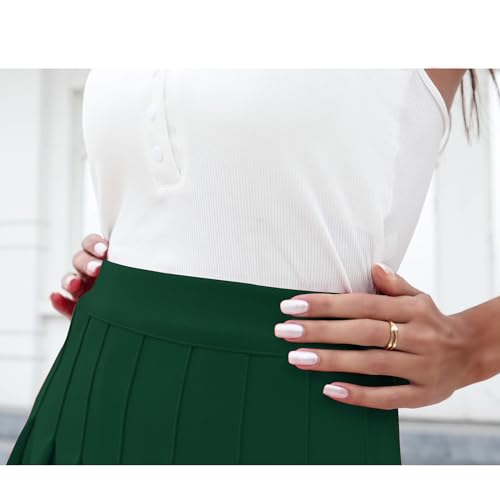 Image of Girstunm Women's Pleated Skirt Mini Skater Basic Skirts High Waist School Girls Uniform Short Cheerleader Skirt