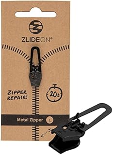 ZlideOn Zipper Pull Replacement - 1pcs, Black, Normal (L) - 5A - Instant Zipper Replacement Slider for Metal Zippers