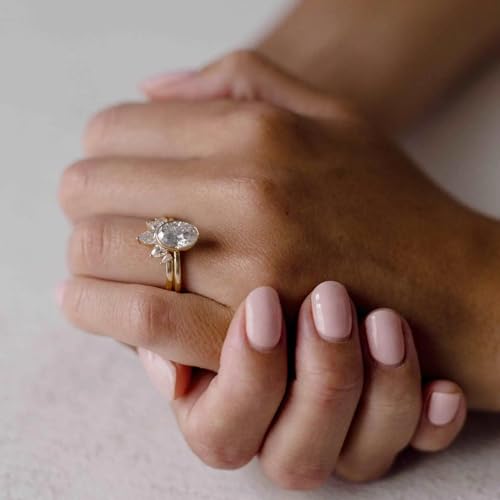 3CT Oval Cut Moissanite Ring 14k Solid Gold Vintage Bezel Setting Solitaire Engagement Ring Classic Anniversary Jewelry for Women Dainty Promise Gift for Her3